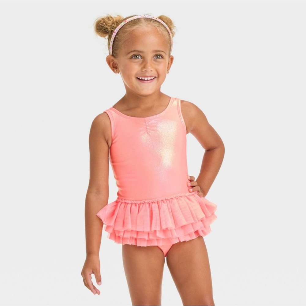 Cat & Jack Pink and White Girls' Leotard